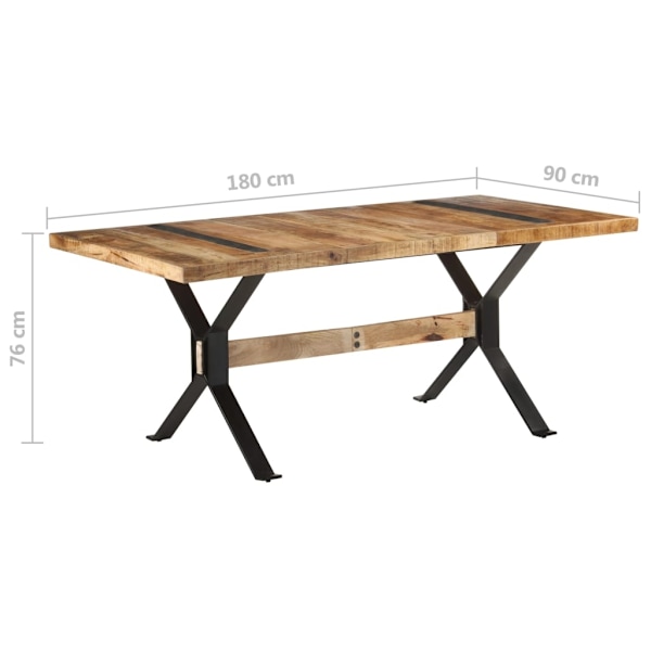 vidaXL Matbord 180x90x76 cm grovt mangoträ Brun
