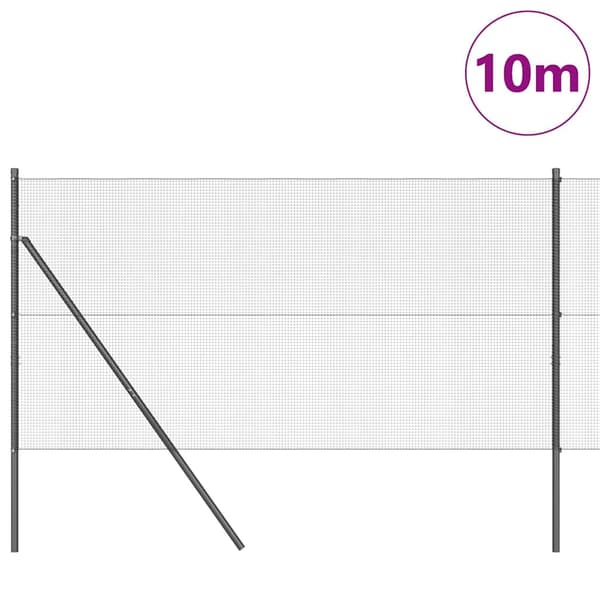 vidaXL Svetsat trådgaller markfäste 10 x 1 m PVC-belagda stål Grå Mesh Grå
