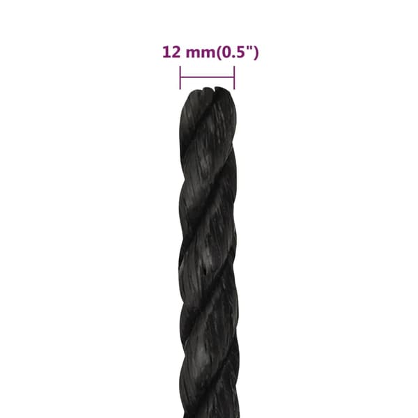 vidaXL Rep svart 12 mm 25 m polypropen art