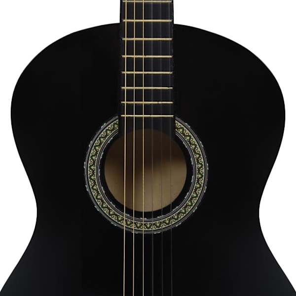 vidaXL Gitarr för nybörjare med fodral klassisk svart 4/4 39"