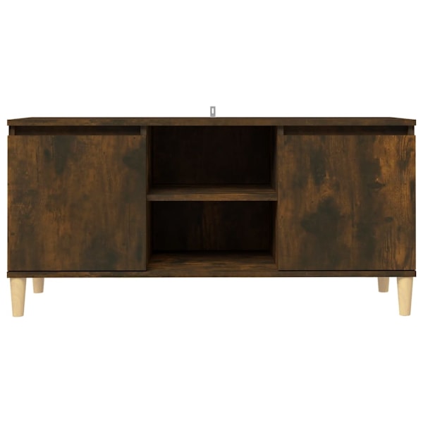 vidaXL TV-bänk med massiva träben rökfärgad ek 103,5x35x50 cm Brun