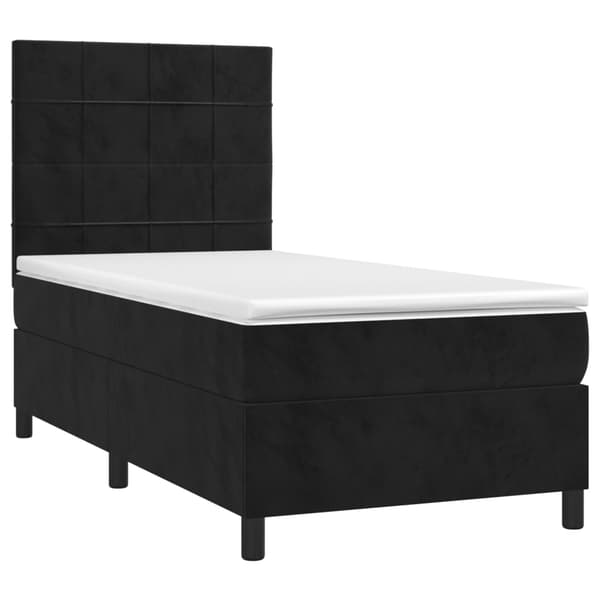 vidaXL Ramsäng med madrass svart 100x200 cm sammet Svart