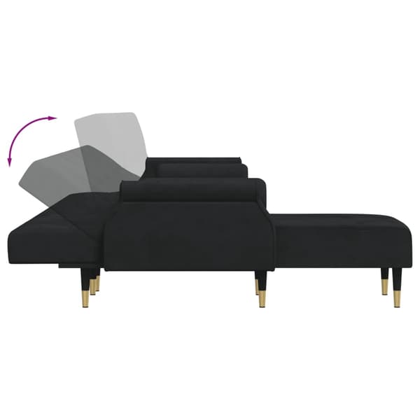vidaXL L-formad soffa svart 271x140x70 cm sammet art