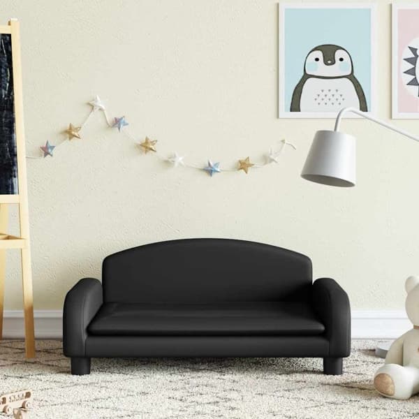 vidaXL Barnsoffa svart 70x45x30 cm konstläder art