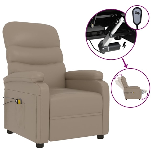vidaXL Elektrisk massagefåtölj cappuccino konstläder Brun