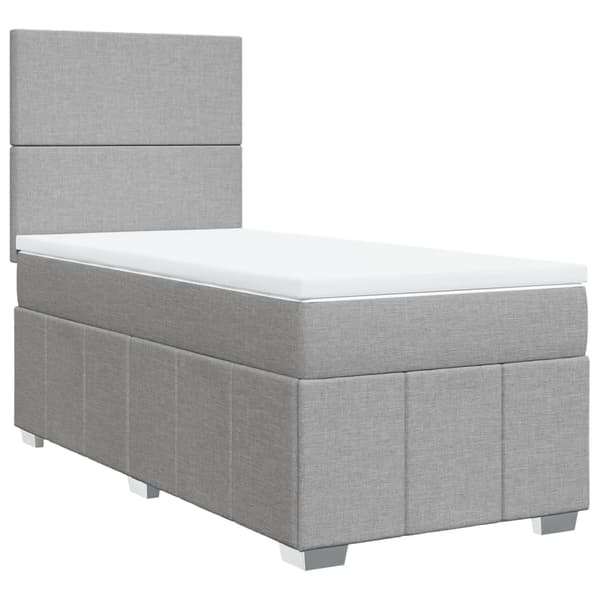 vidaXL Ramsäng med madrass ljusgrå 100x200 cm tyg Grå