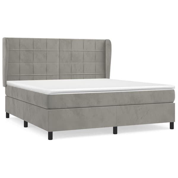 vidaXL Ramsäng med madrass ljusgrå 160x200 cm sammet Grå