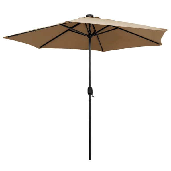 vidaXL Parasoll med LEDs och aluminiumstång 270 cm taupe grå