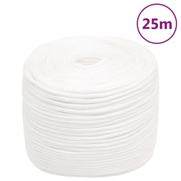 vidaXL Båtlina helvit 8 mm 25 m polypropylen