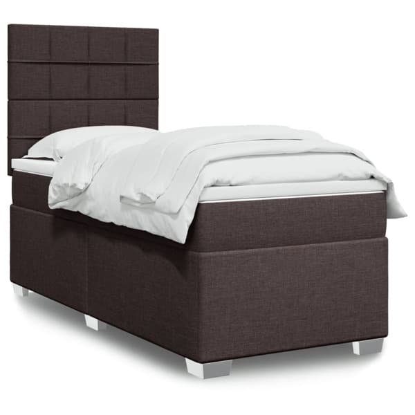 vidaXL Ramsäng med madrass mörkbrun 90x190 cm tyg Brun