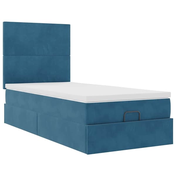 vidaXL Ottoman sängram med madrasser mörkblå 100x200 cm sammet Blå