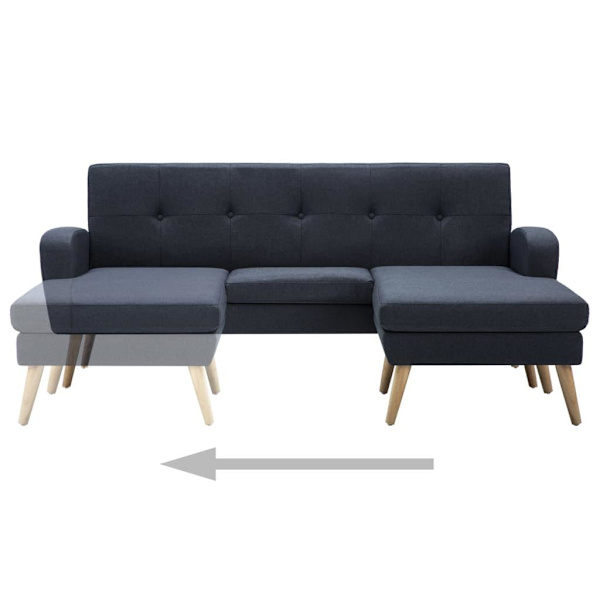 vidaXL Soffa L-formad tyg 186x136x79 cm mörkgrå grå