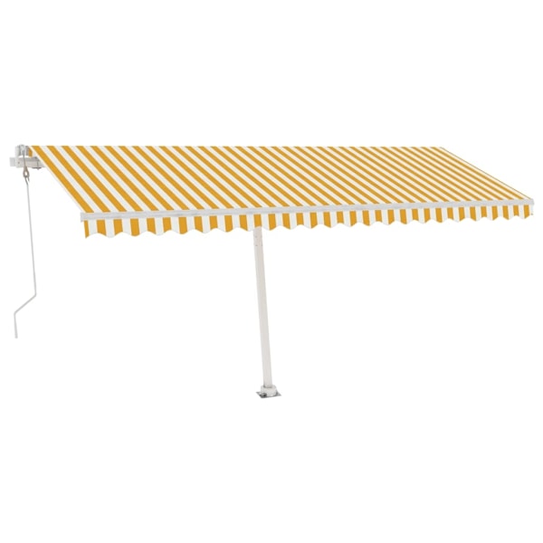vidaXL Automatisk markis med vindsensor & LED 500x350 cm gul/vit Gul