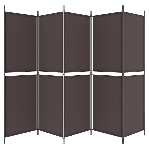 vidaXL Rumsavdelare 5 paneler brun 250x180 cm tyg Brun