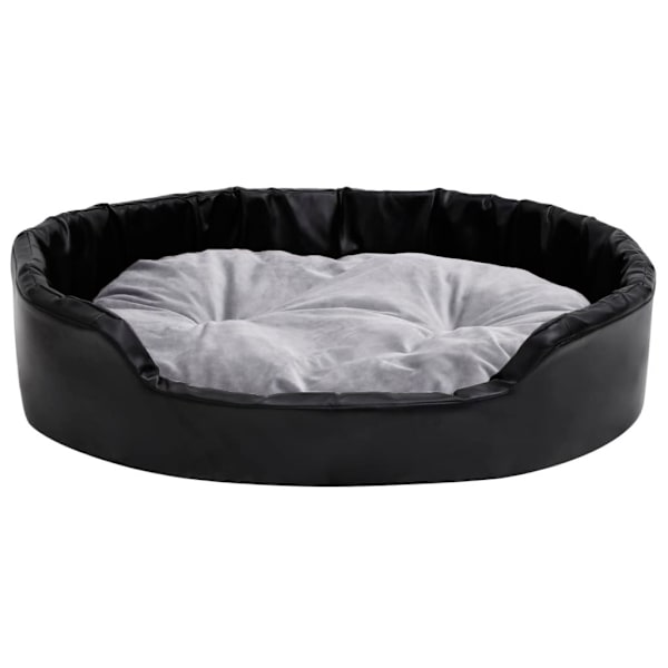 vidaXL Hundbädd svart och grå 90x79x20 cm plysch och konstläder Svart