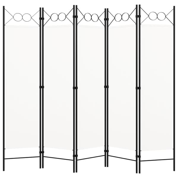 vidaXL Rumsavdelare 5 paneler vit 200x180 cm Vit
