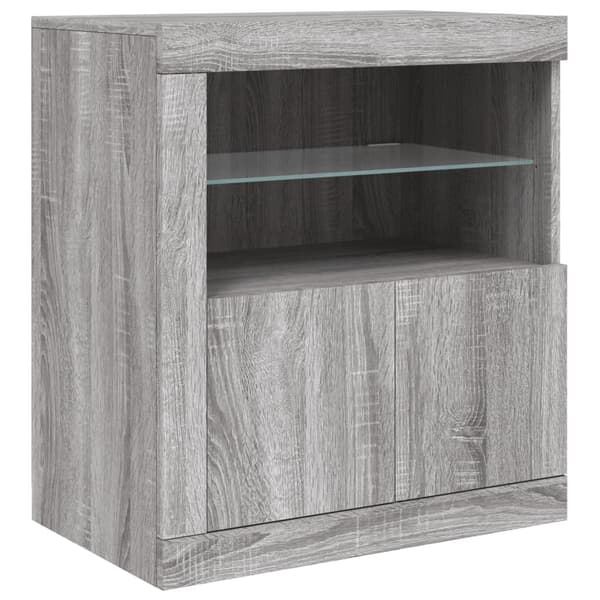 vidaXL Skänk med LED-belysning grå sonoma 181,5x37x67 cm Grå