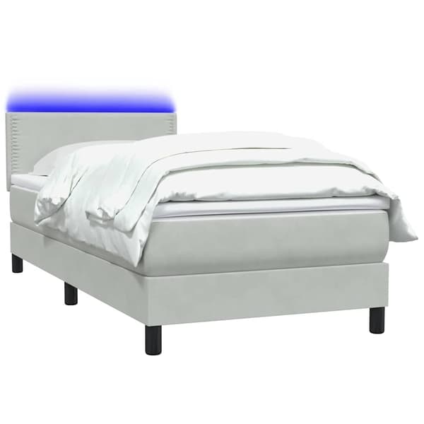 vidaXL Ramsäng med madrass ljusgrå 80x220 cm sammet Grå