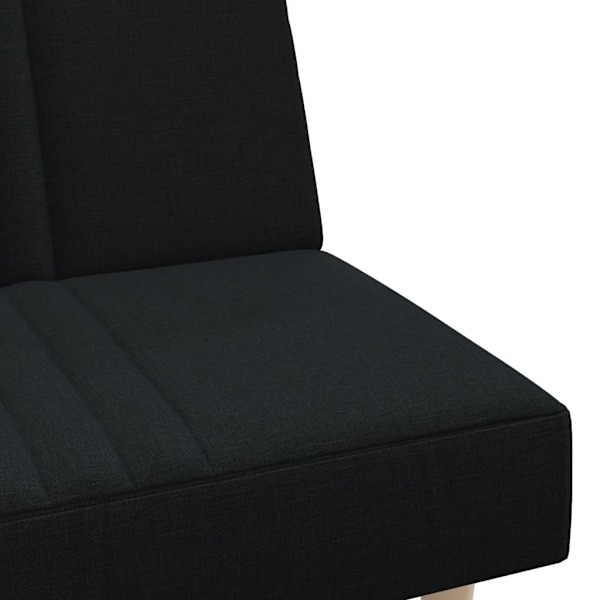 vidaXL L-formad bäddsoffa svart 255x140x70 cm tyg Svart