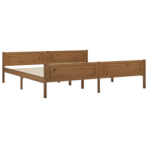 vidaXL Sängram massiv furu honungsbrun 200x200 cm Brun
