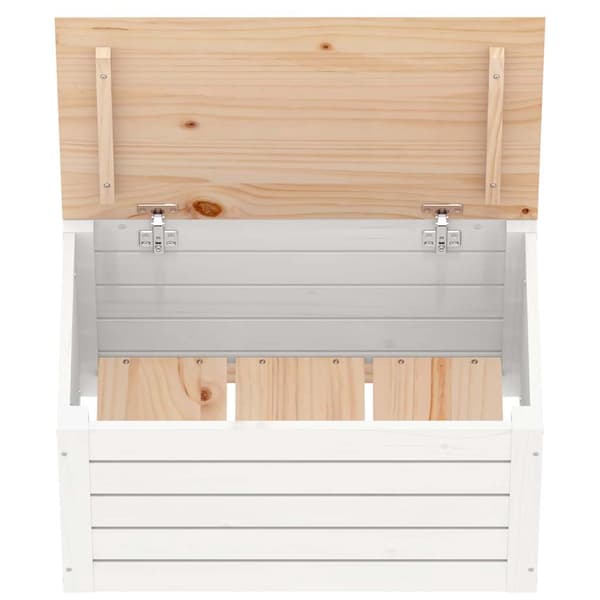 vidaXL Förvaringslåda vit 59,5x36,5x33 cm massiv furu Vit