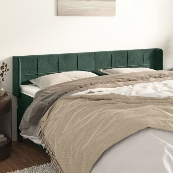 vidaXL Sänggavel med kanter mörkgrön 183x16x78/88 cm sammet Grön
