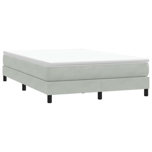 vidaXL Ramsäng med madrass ljusgrå 160x220 cm sammet Grå