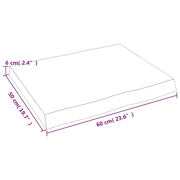 vidaXL Bordsskiva ljusbrun 60x50x(2-6) cm massivt trä levande kant Brun