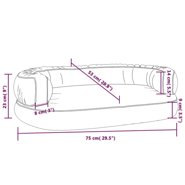 vidaXL Ergonomisk hundbädd grå 75x53 cm konstläder Grå