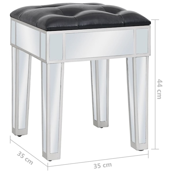vidaXL Sminkbord med pall spegellådor MDF och glas Silver
