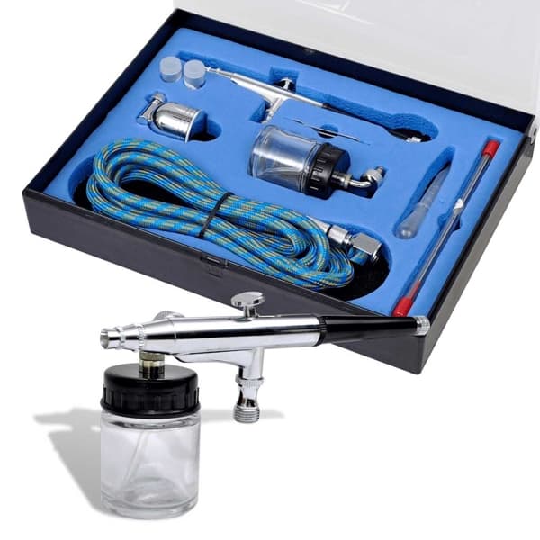 vidaXL Sprutpistol Set med Glasburk 0,2 / 0,3 0,5 mm Munstycken