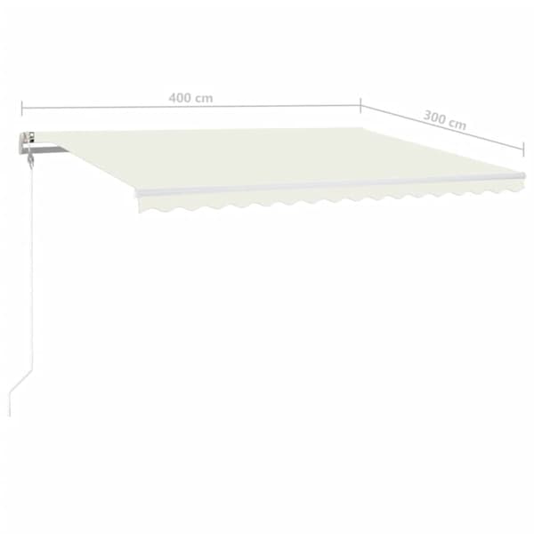 vidaXL Automatisk markis med vindsensor & LED 400x300 cm gräddvit Creme