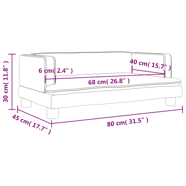 vidaXL Barnsoffa cappuccino 80x45x30 cm konstläder Brun