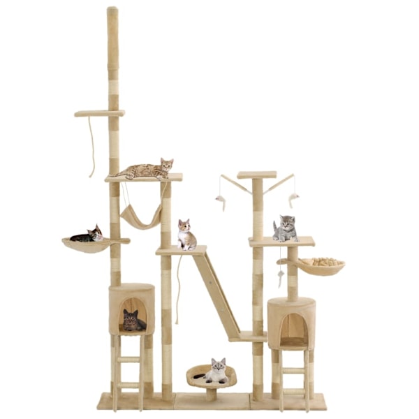 vidaXL Katt Klösträd med klöspelare i sisal 230-250 cm beige Beige