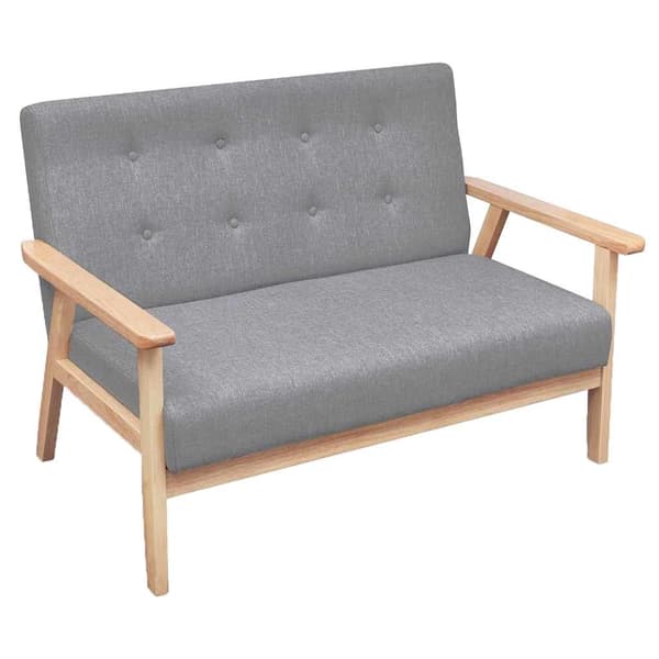 vidaXL Soffa + fotölj i trä med retrodesign grå grå