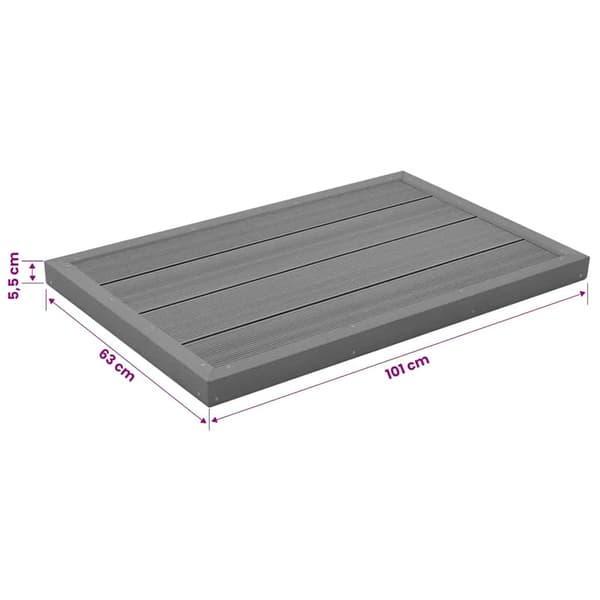 vidaXL Golvplatta för soldusch grå 101x63x5,5 cm WPC Grå