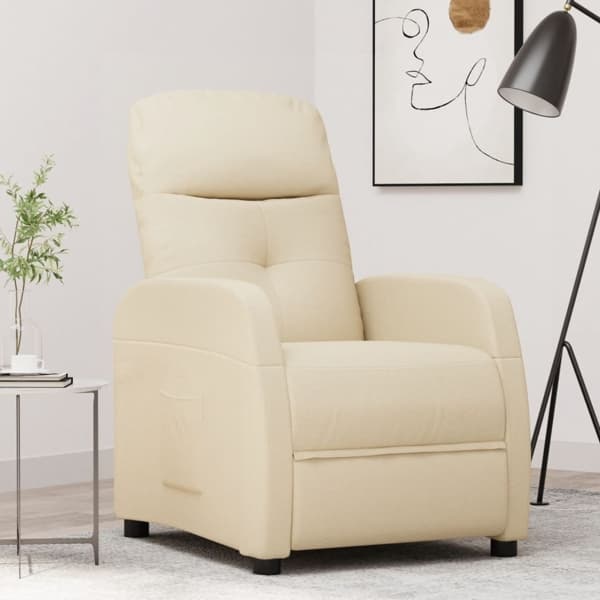 vidaXL Reclinerfåtölj gräddvit tyg Creme