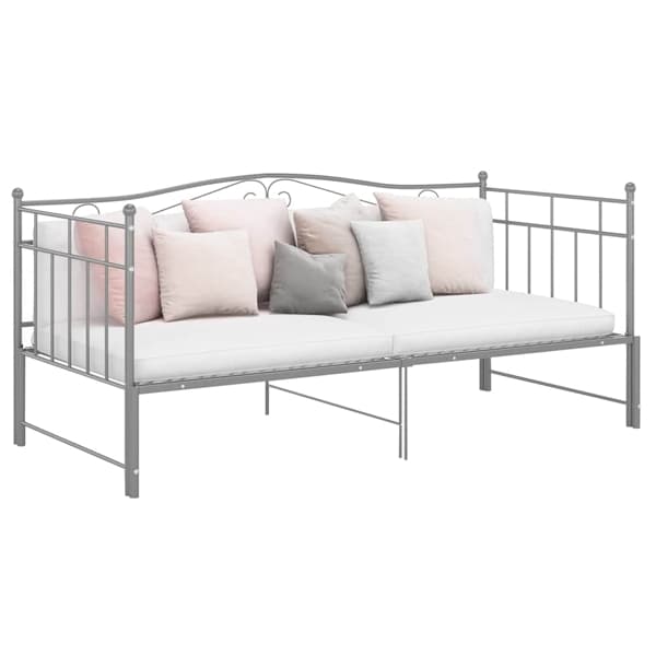 vidaXL Utdragbar sängram bäddsoffa grå metall 90x200 cm grå