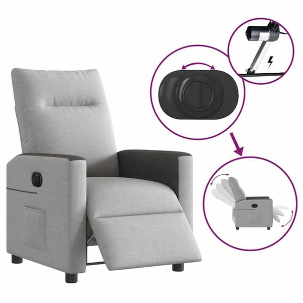 vidaXL Elektrisk reclinerfåtölj molngrå tyg Grå