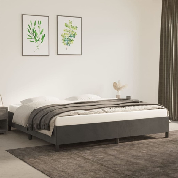 vidaXL Sängram mörkgrå 200x200 cm sammet Grå