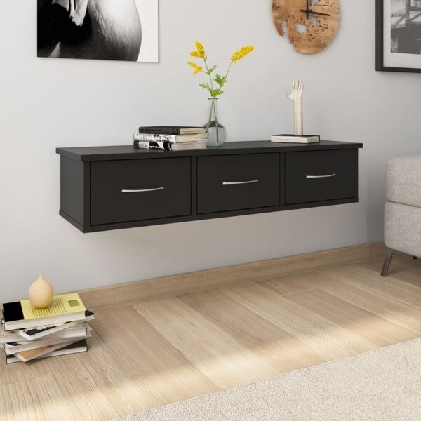 vidaXL Väggmonterade lådor svart 88x26x18,5 cm konstruerat trä Svart