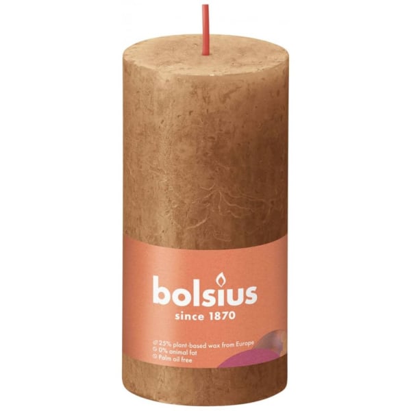 Bolsius Rustika blockljus Shine 8-pack 100x50 mm kryddbrun Brun