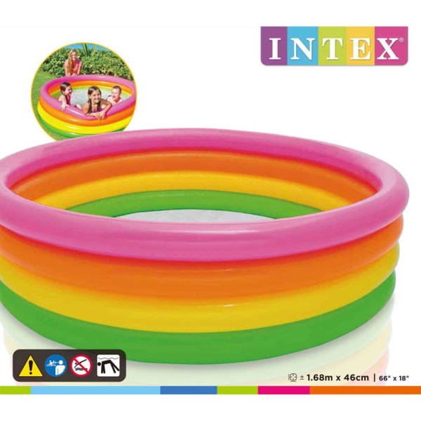 INTEX Uppblåsbar pool Sunset 4 ringar 168x46 cm Flerfärgsdesign