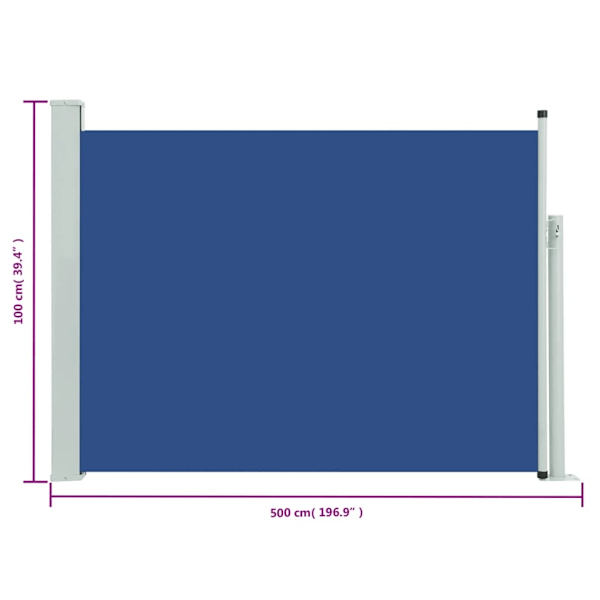 vidaXL Infällbar sidomarkis 100x500 cm blå Blå