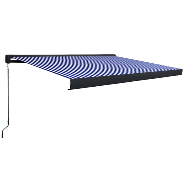 vidaXL Markis manuell 350x250 cm blå och vit Blå