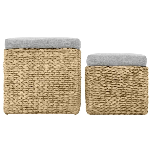 vidaXL Ottoman set 2 delar sjögräs grå grå