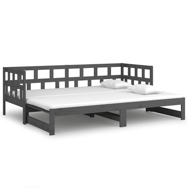 vidaXL Bäddsoffa grå massiv furu 2x(90x200) cm Grå