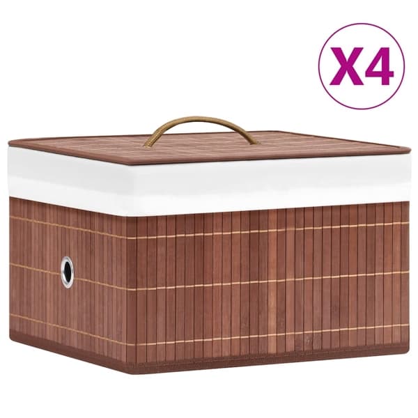 vidaXL Förvaringslådor bambu 4 st brun Brun