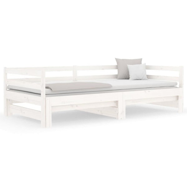 vidaXL Utdragbar dagbädd vit 2x(90x190) cm massiv furu Vit