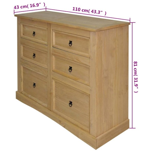 vidaXL Skänk mexikansk coronastil furu 110x43x81 cm Brun